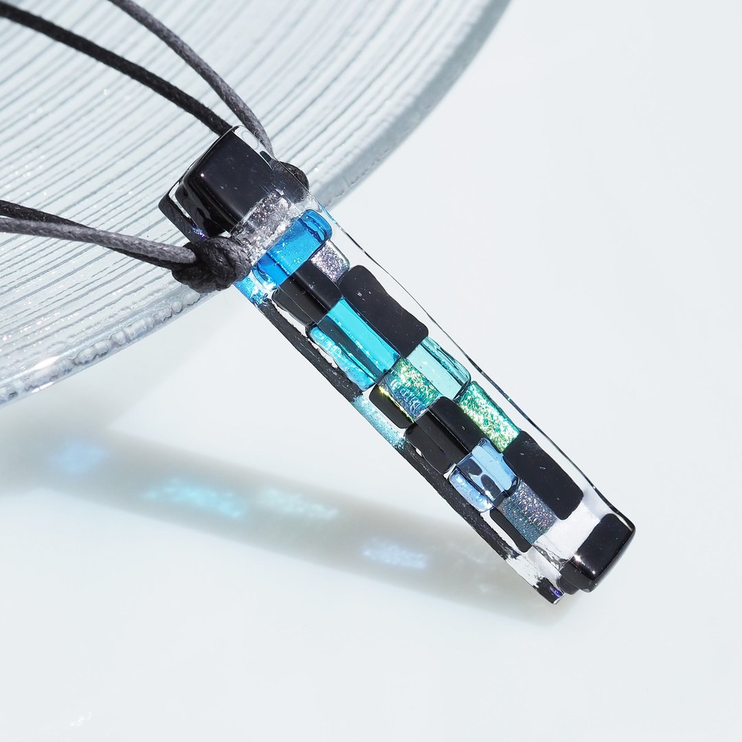 Japanese style glass (yes [aroma] [indigo]) necklace [made-to-order] - 项链 - 玻璃 黑色