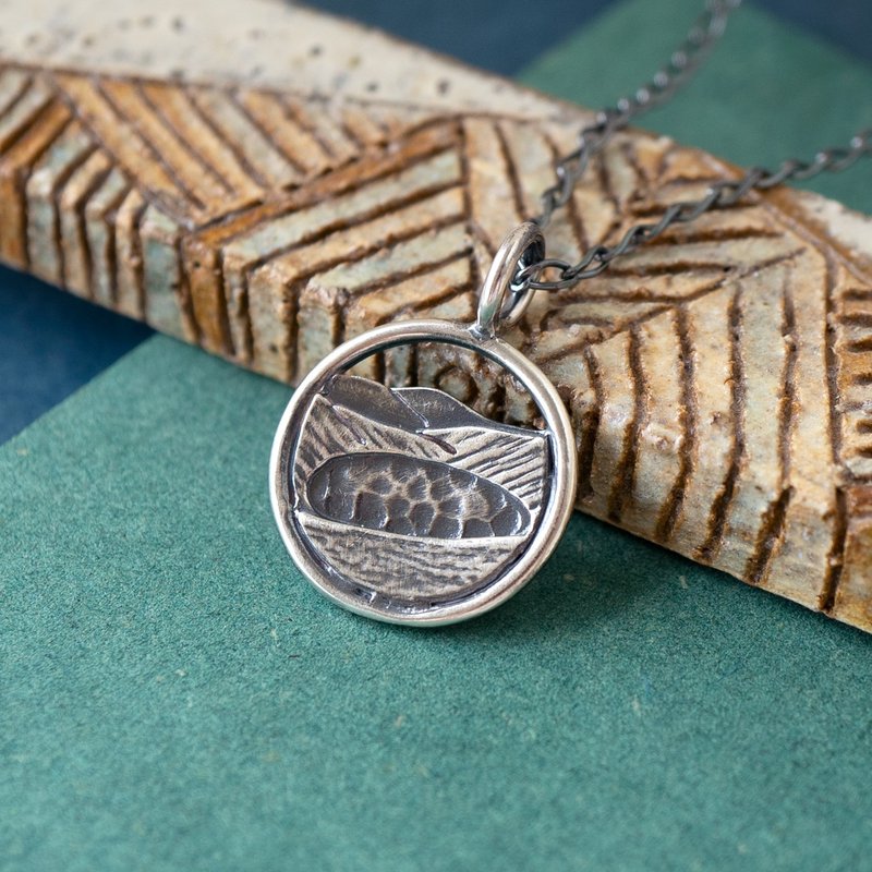 台湾百岳【嘉明湖】925纯银手工项链 送礼 登山 - 项链 - 纯银 银色