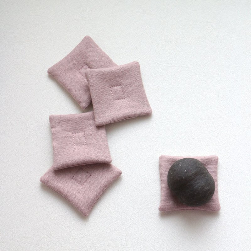 迷你方块杯垫 / 藕色 - 杯垫 - 棉．麻 粉红色