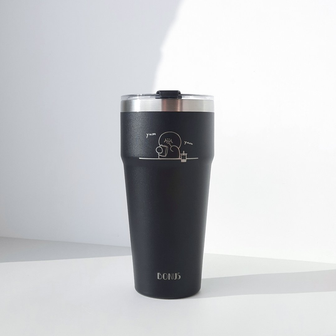吃货H仔保温随行杯 750ml - 吃吃黑 - 保温瓶/保温杯 - 不锈钢 黑色
