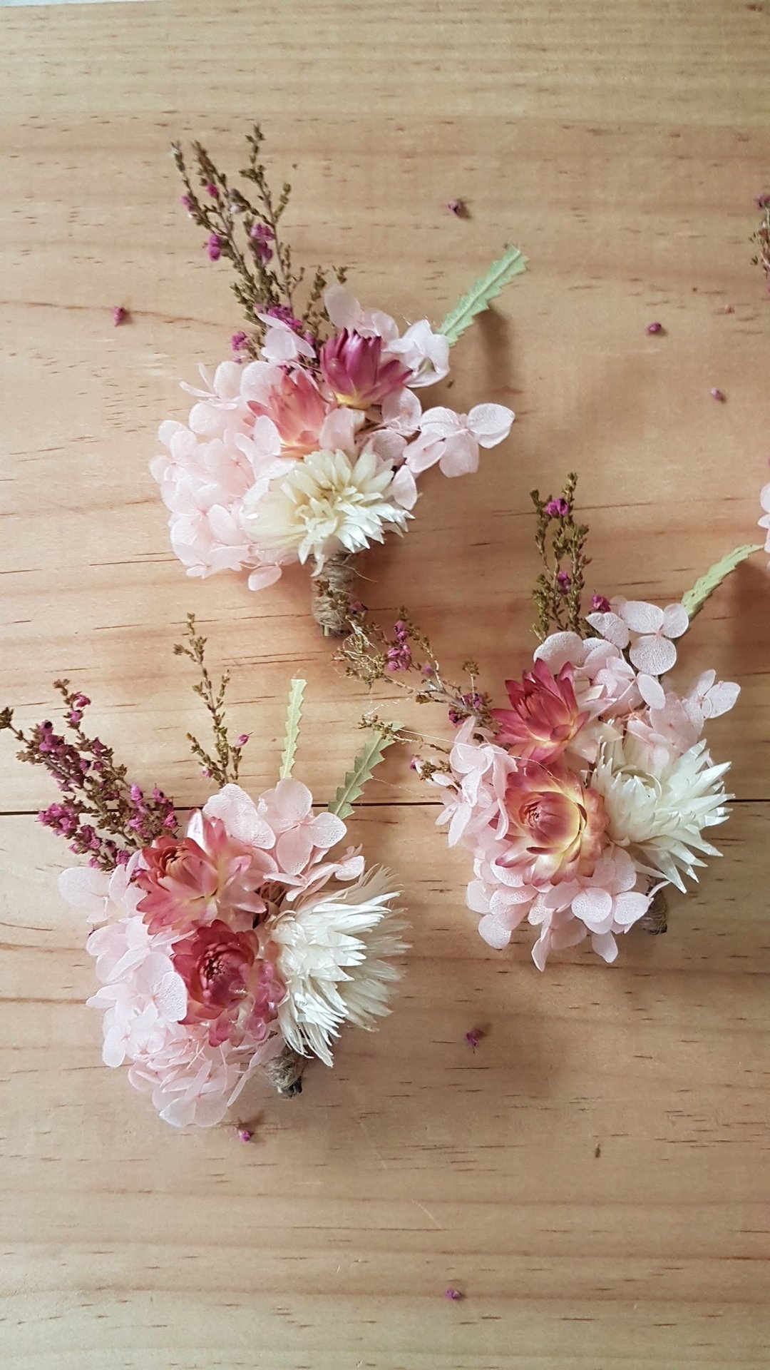 海藏设计│樱花飞舞。唯美粉不凋花干燥胸花。新郎胸花。 - 胸花/手腕花 - 植物．花 粉红色