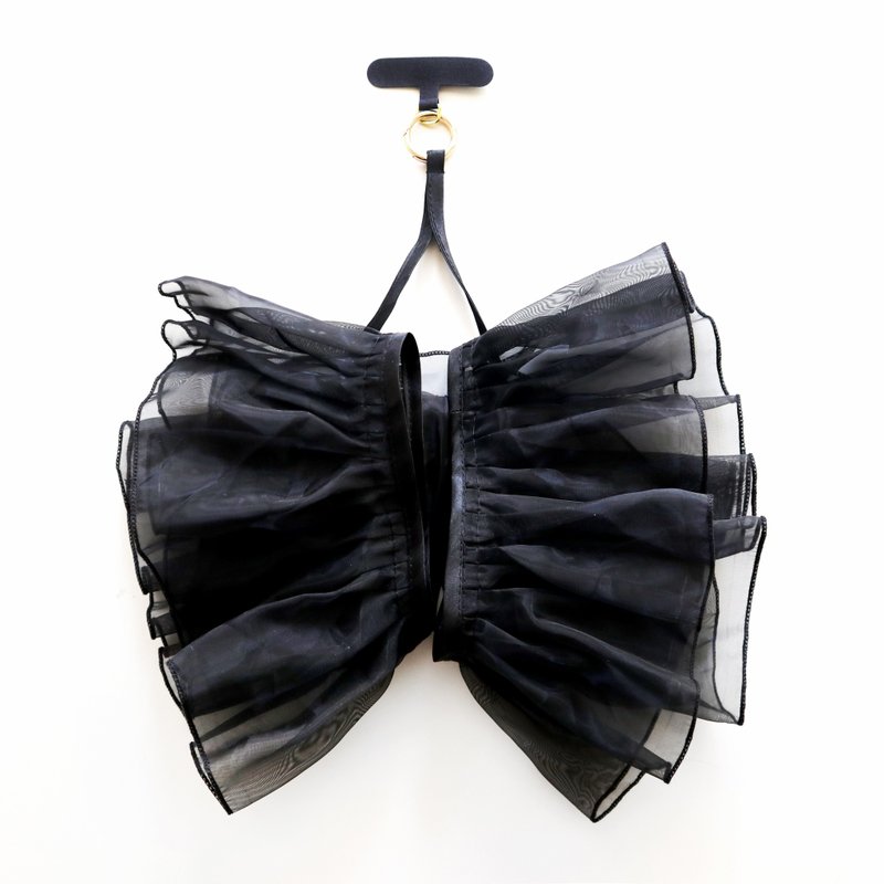 加购手机挂绳配件【小法式黑色欧根纱背带】 - 手机壳/手机套 - 聚酯纤维 黑色