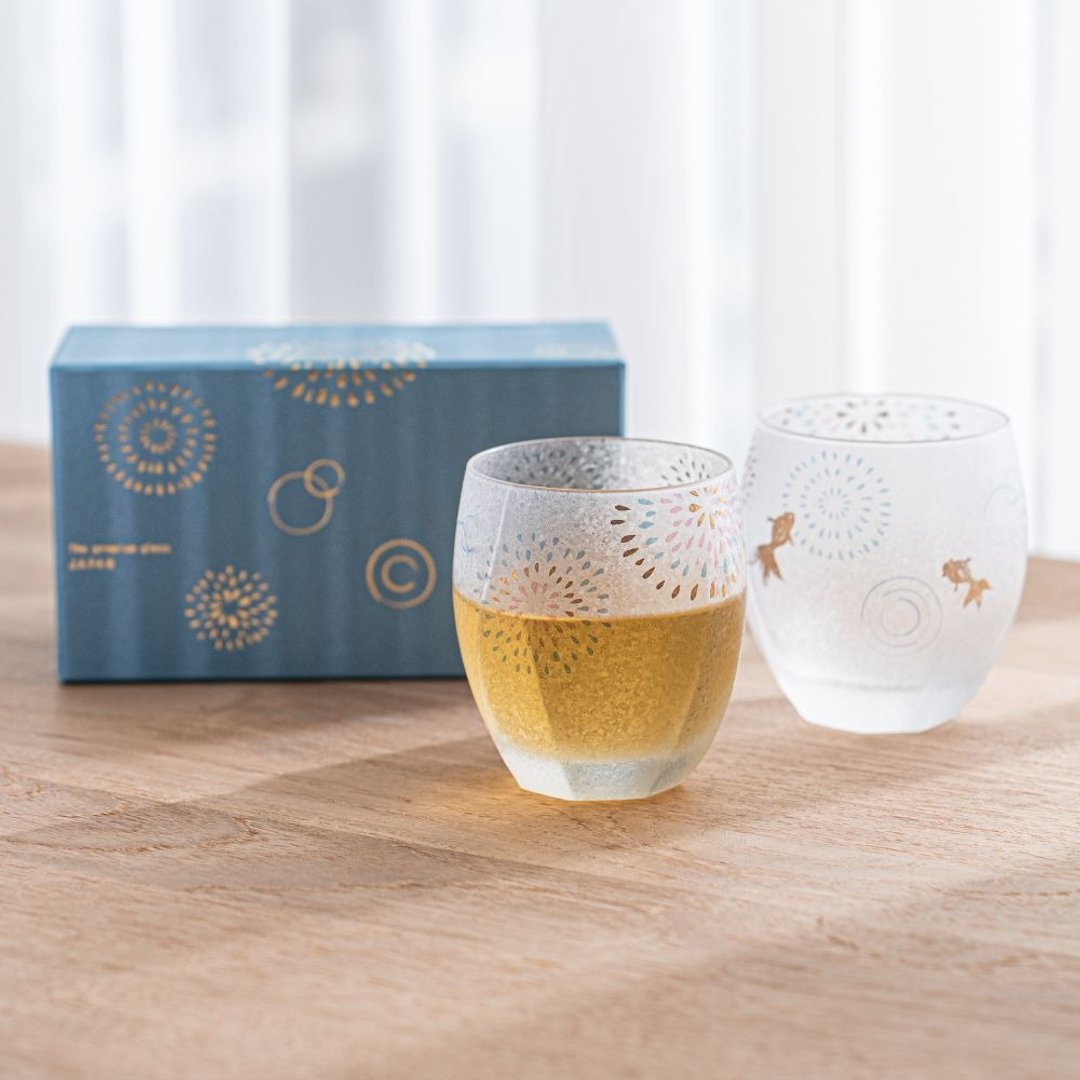 【结婚礼物】烟火复古对杯 /礼盒 - 酒杯/酒器 - 玻璃 金色