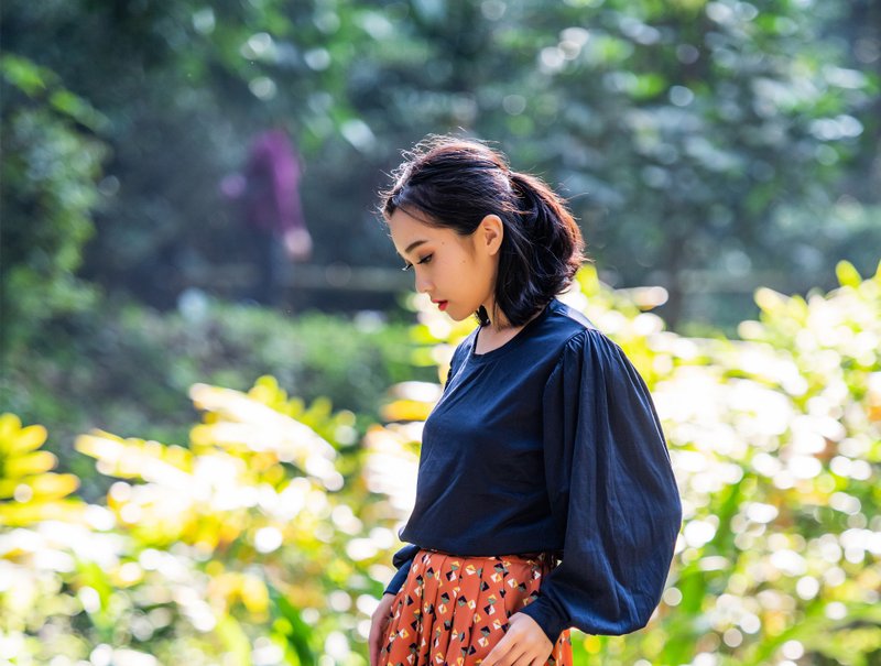 存在主义 长袖上衣Puff Sleeve Tee - 女装上衣 - 棉 蓝色