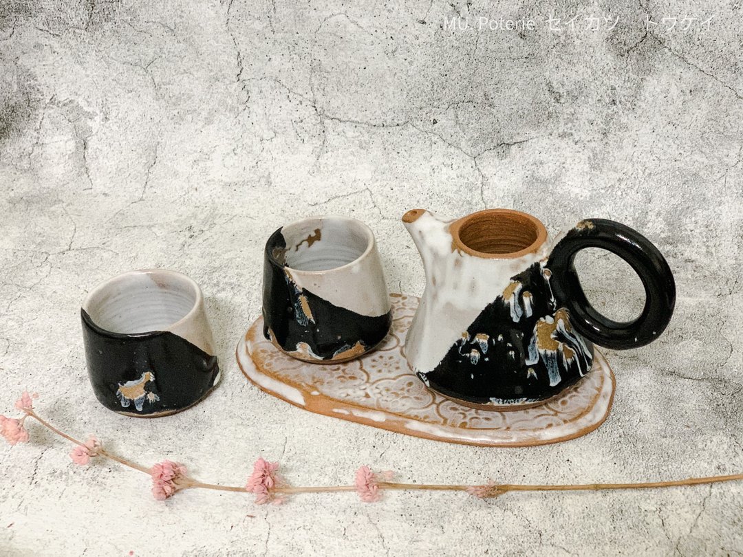 斑驳黑白茶具组 - 茶具/茶杯 - 陶 