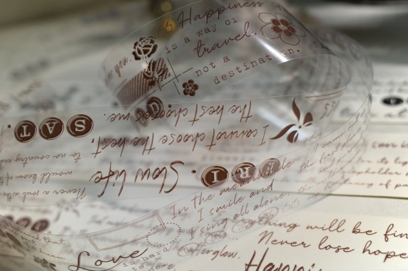 诗集 复古手寫英文字素 PET 纸胶带 - 纸胶带 - 其他材质 咖啡色