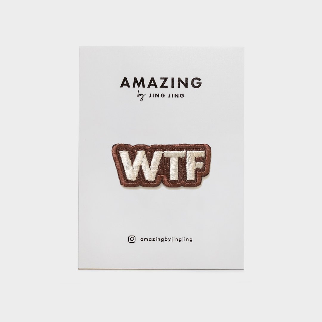 Sticker布贴 - WTF - 徽章/别针 - 绣线 咖啡色