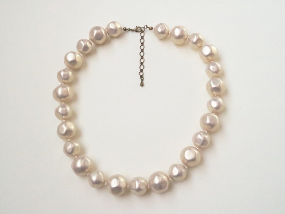 Large Airy Pearl Baroque Necklace Elegant Gorgeous Sophisticated Light Pearl Large Hollow Hollow Pearl Party Wedding Artificial Pearl Artificial Pearl Resin Pearl - 项链 - 塑料 卡其色