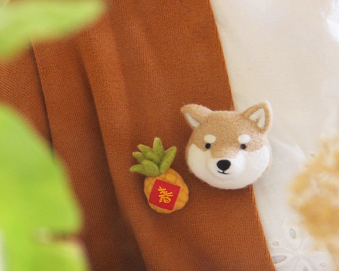 乐洋・好好玩羊毛毡材料包-柴犬旺旺 - 编织/刺绣/羊毛毡/裁缝 - 羊毛 咖啡色