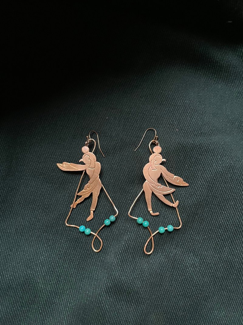 埃及系列十六 RA 太阳神的飞翔 - 耳环/耳夹 - 铜/黄铜 金色