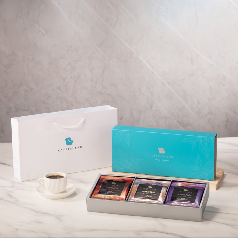 COFFEELAND | 伴手礼盒-9入滤挂咖啡-金杯款(台湾/非洲/美洲) - 咖啡 - 新鲜食材 蓝色