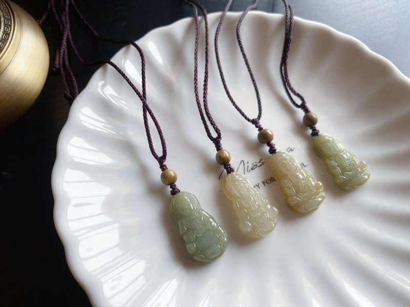 天然缅甸玉翡翠 秋香绿 观音 菩萨 平安健康 项链 礼物佛像 - 吊饰 - 玉石 绿色