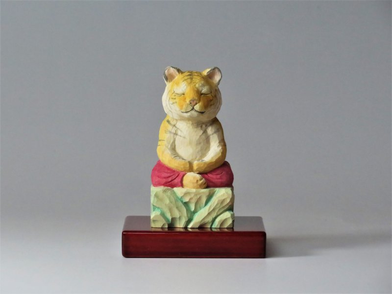 Wood carving tiger 2104 - 摆饰 - 木头 白色