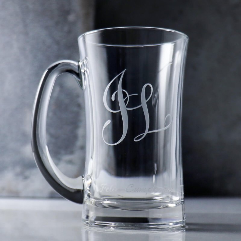 330cc【字母啤酒杯】艺术字指定字体 马克杯玻璃雕刻 刻字毕业 - 酒杯/酒器 - 玻璃 灰色