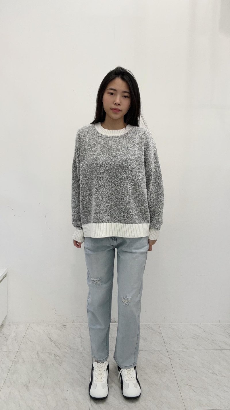 VENUS MIT 圆领撞色针织毛衣 - 女装针织衫/毛衣 - 其他材质 