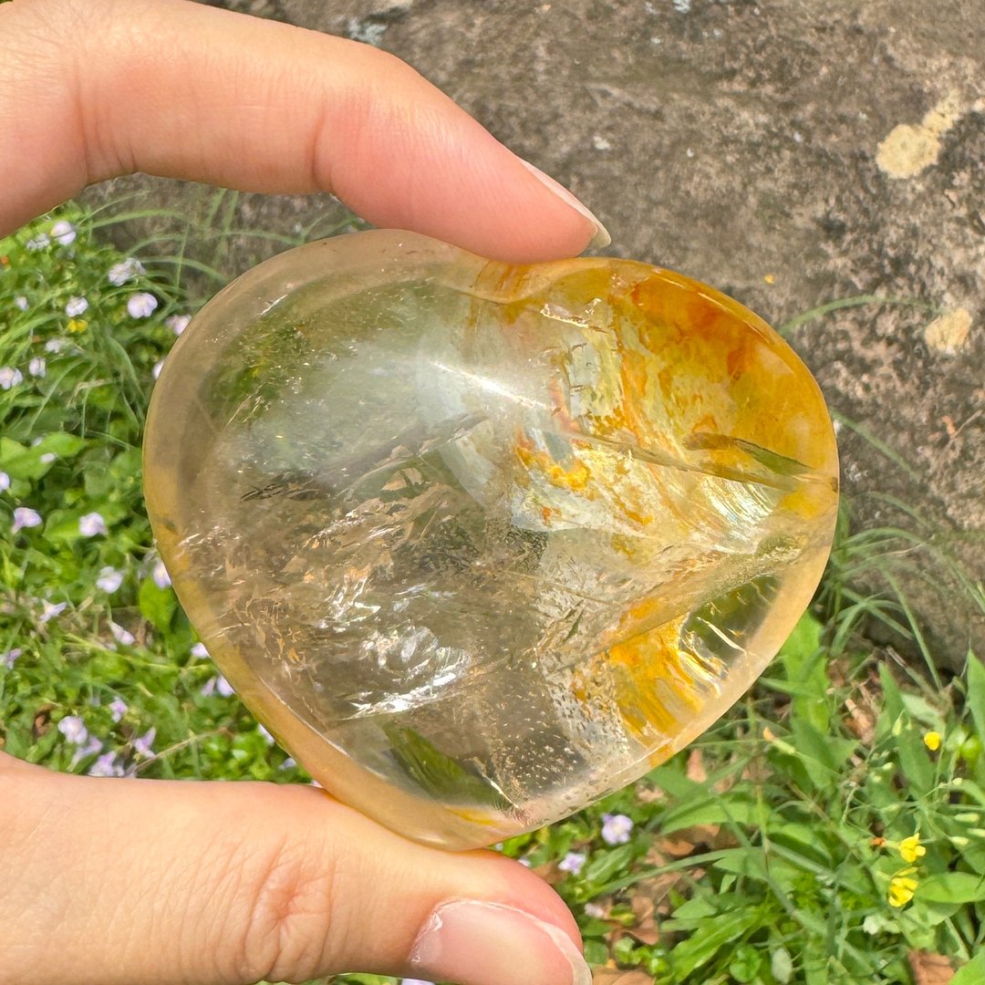 大天使翅膀 黄胶花水晶 双面立体爱心 摆件 锦鲤水晶 异象水晶 - 摆饰 - 半宝石 