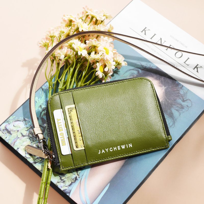 钱包短夹 钱包 绿色长夹 Flat Wallet 薄皮夹 / Olive Green - 皮夹/钱包 - 真皮 绿色