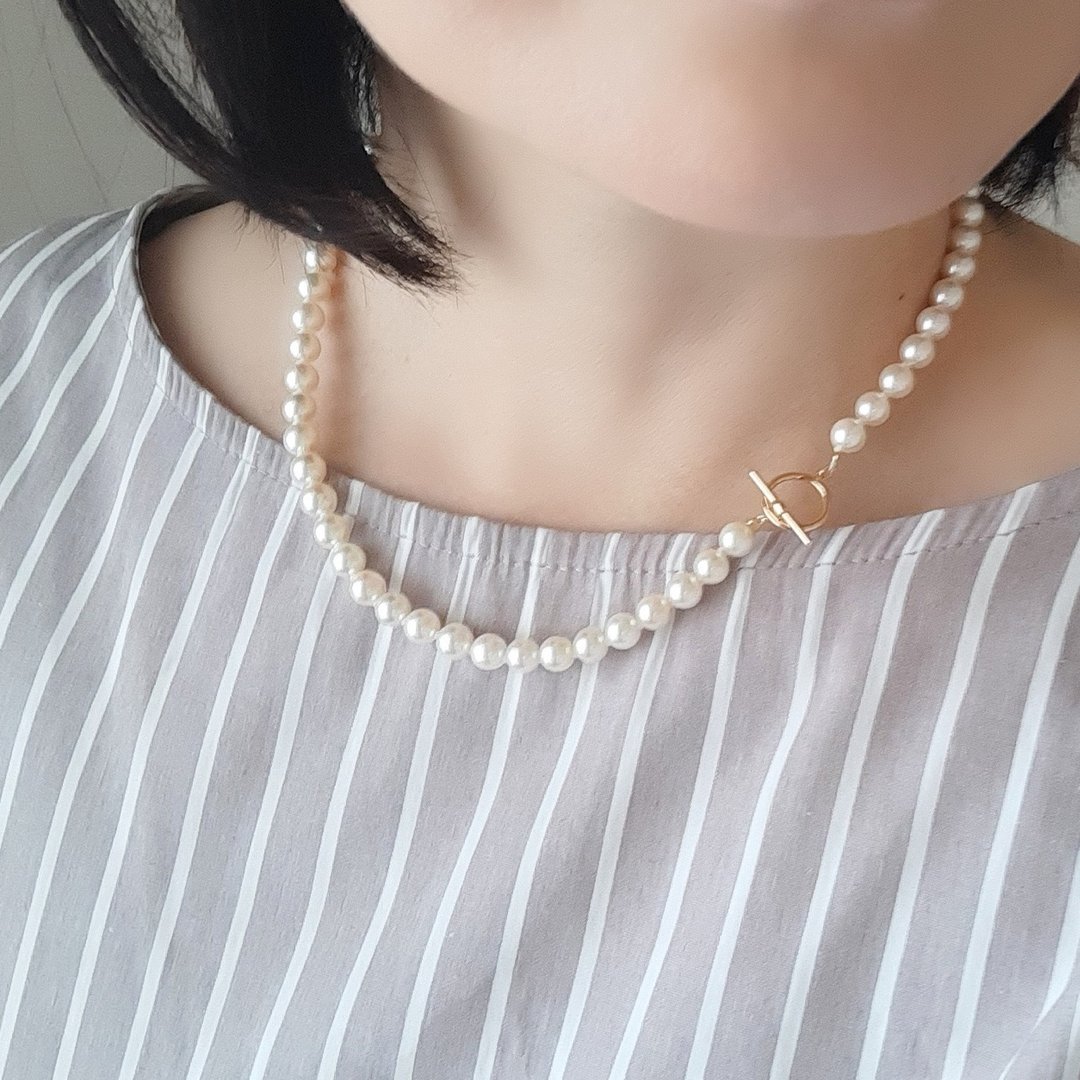 K18 T-bar 项链 Akoya 真珠 珍珠项链 Akoya 珍珠 日本珍珠 活动扣 pearl necklace 珍珠项链 珍珠项链 - 项链 - 珍珠 