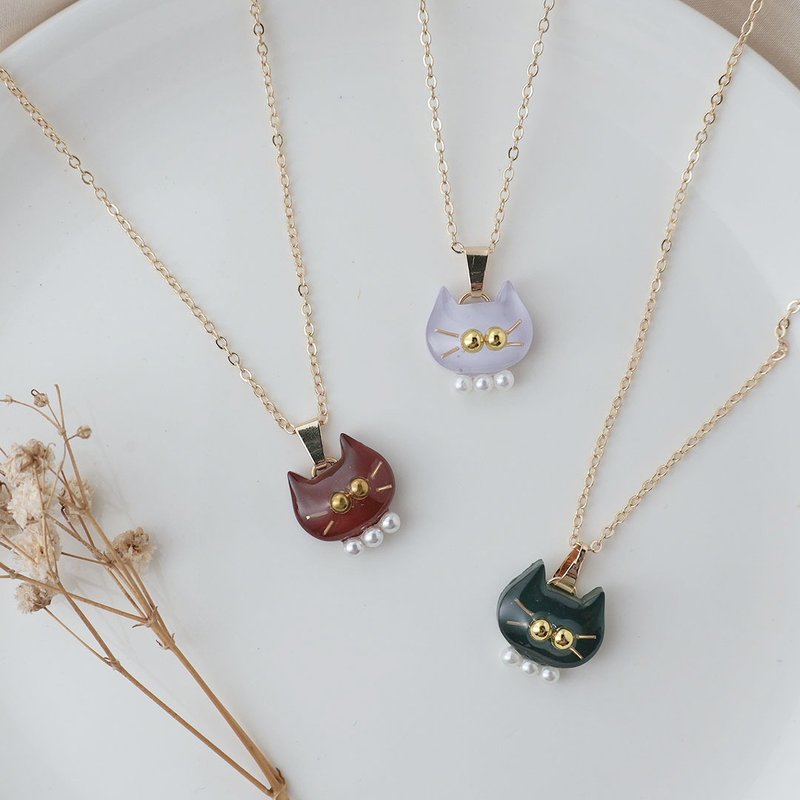 猫猫好朋友项链 | 素色 - 项链 - 树脂 红色