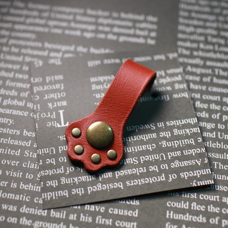 ONE+ 纯手工制 砖红色 猫掌 肉球 束线器 Catty Palm (Cable tie) - 卷线器/电线收纳 - 真皮 红色