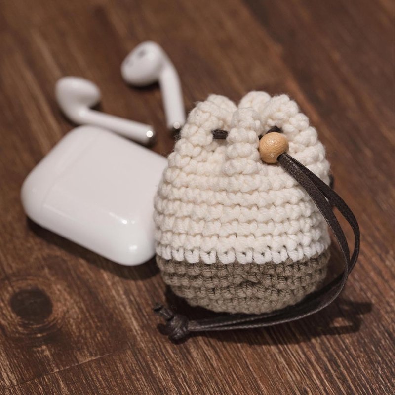 Air pods系列耳机编织缩口袋_牛奶咖(可定制颜色) - 耳机 - 棉．麻 白色