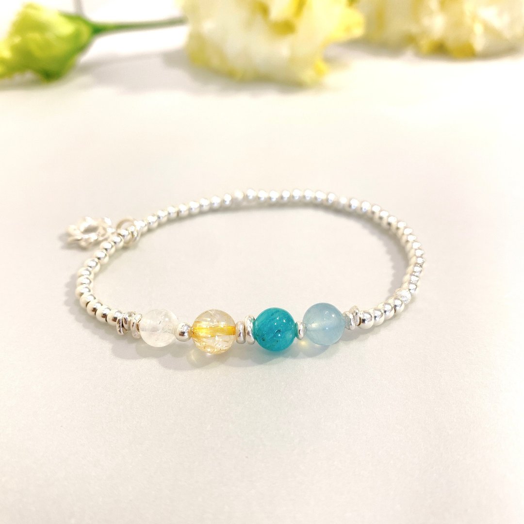 Ops Amazonite bracelet-天河石/海水蓝宝/月光石/黄发晶/纯银 - 手链/手环 - 宝石 多色