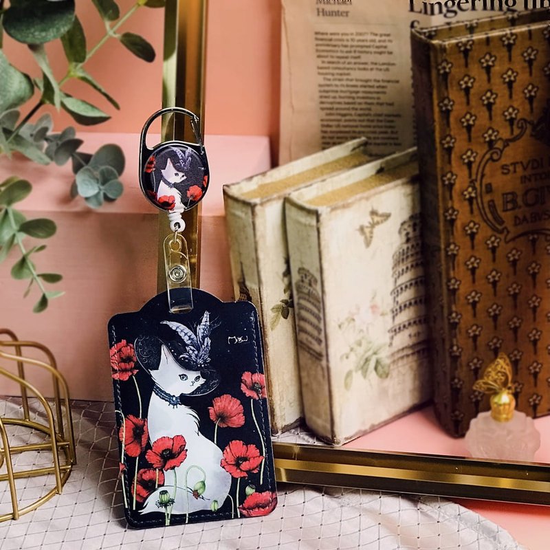 伸缩卡套 | 识别证套 | 悠游卡套 - 罂粟美人猫 - 证件套/卡套 - 人造皮革 黑色