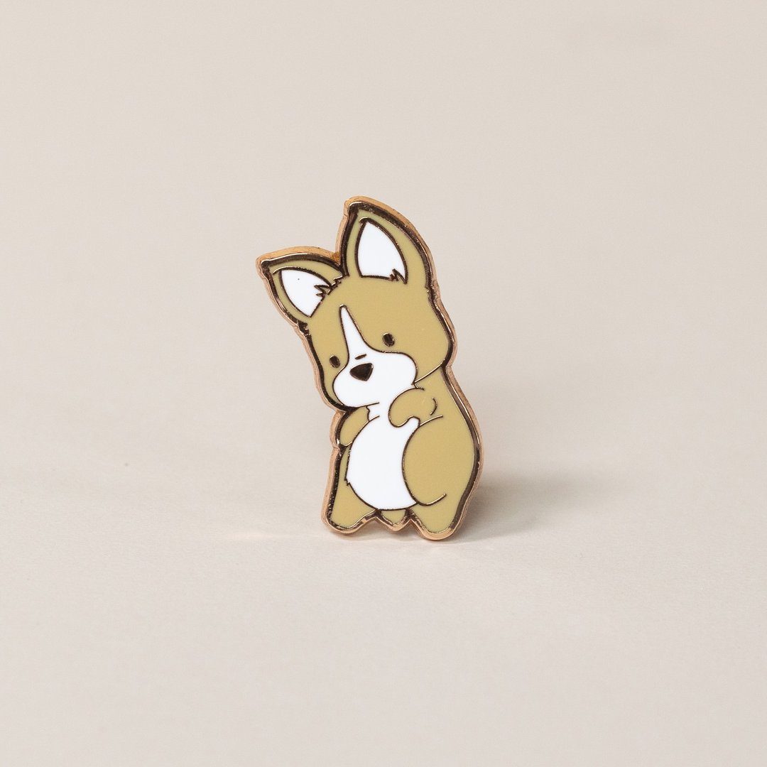 Bellzi | Corgi- Float 柯基徽章-飘 - 徽章/别针 - 珐琅 金色