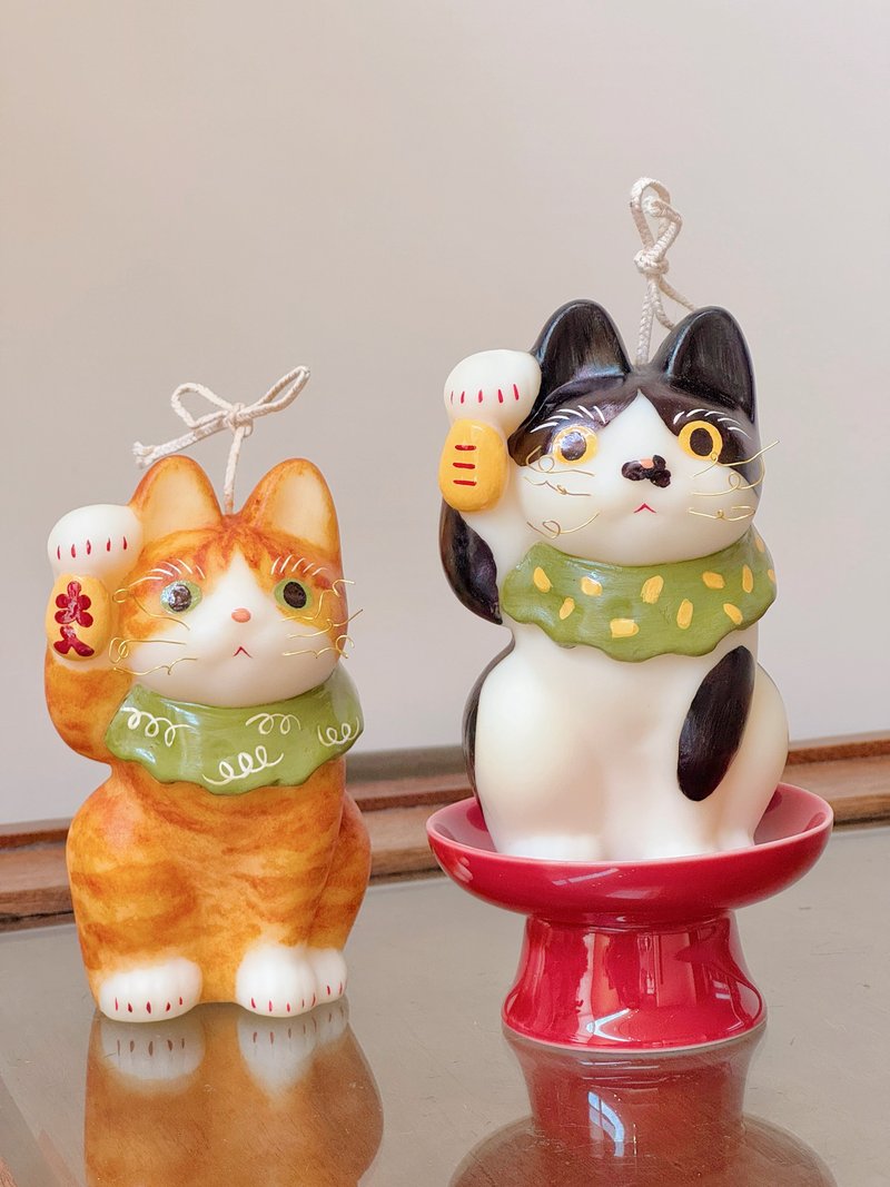 花领猫招福猫 - 蜡烛/烛台 - 蜡 白色