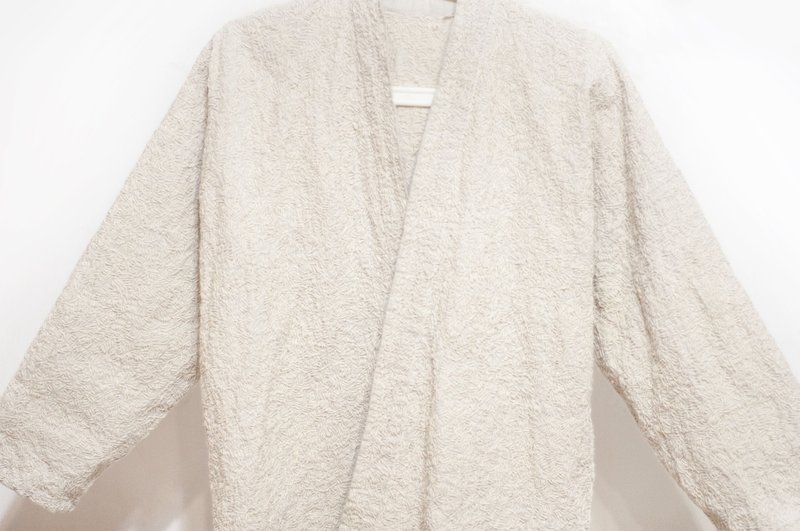 女装 无染色刺绣罩衫 有机纯棉手绣外套 手织布长袖刺子绣-几何学 - 女装休闲/机能外套 - 棉．麻 白色