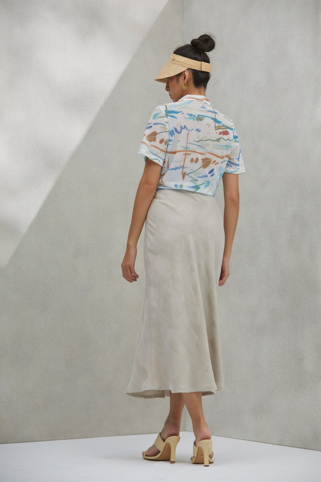 Olive Cuban Collar Shirt - White Camo - 女装衬衫 - 其他材质 多色