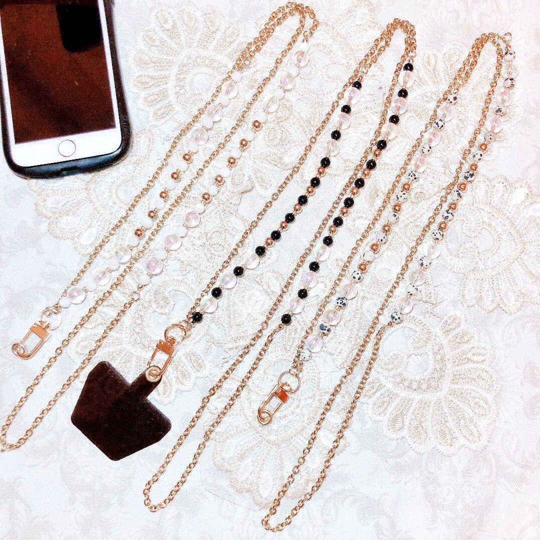 Glittering natural stone smartphone shoulder - 手机配件 - 水晶 多色