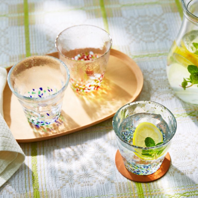 日本津轻 手作金彩祭典花火饮料杯305ml / 共2款 - 玻璃杯 - 玻璃 多色