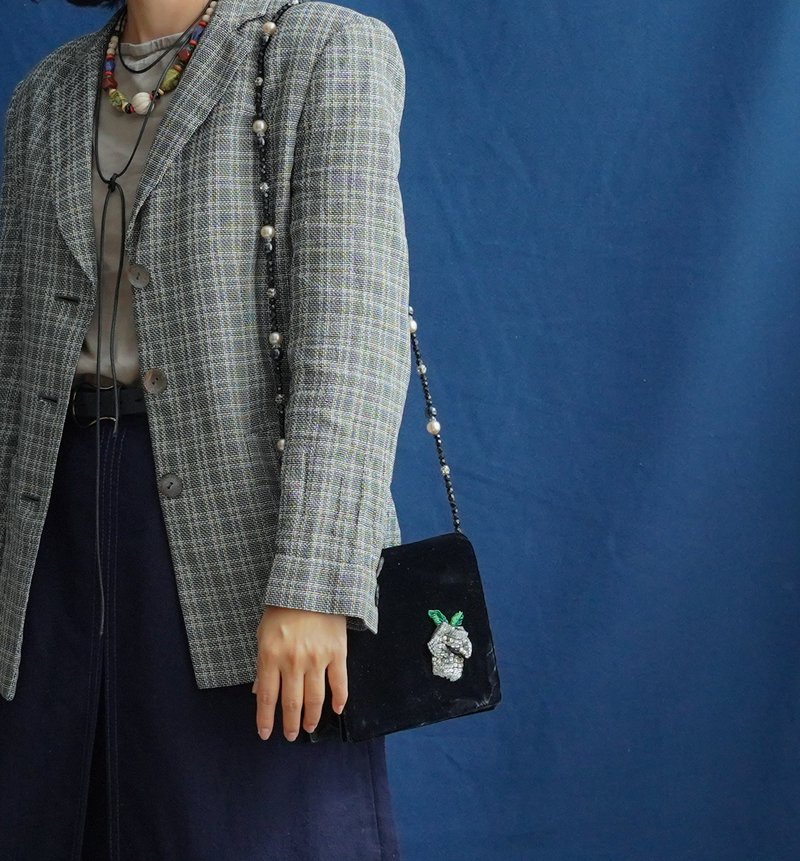 pierre Cardin格子中性西装外套复古古着vintage - 女装西装外套/风衣 - 其他材质 黑色