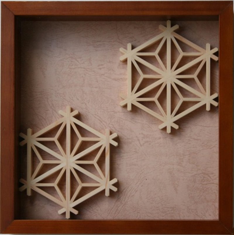 Kumiko Cube frame Design : Kawari-asanoha 22 X 22 cm - 摆饰 - 木头 咖啡色
