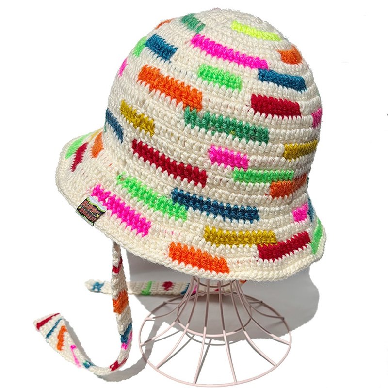 【钩织帽】MIX COLOR 彩色钩织帽 A款 - 帽子 - 羊毛 白色