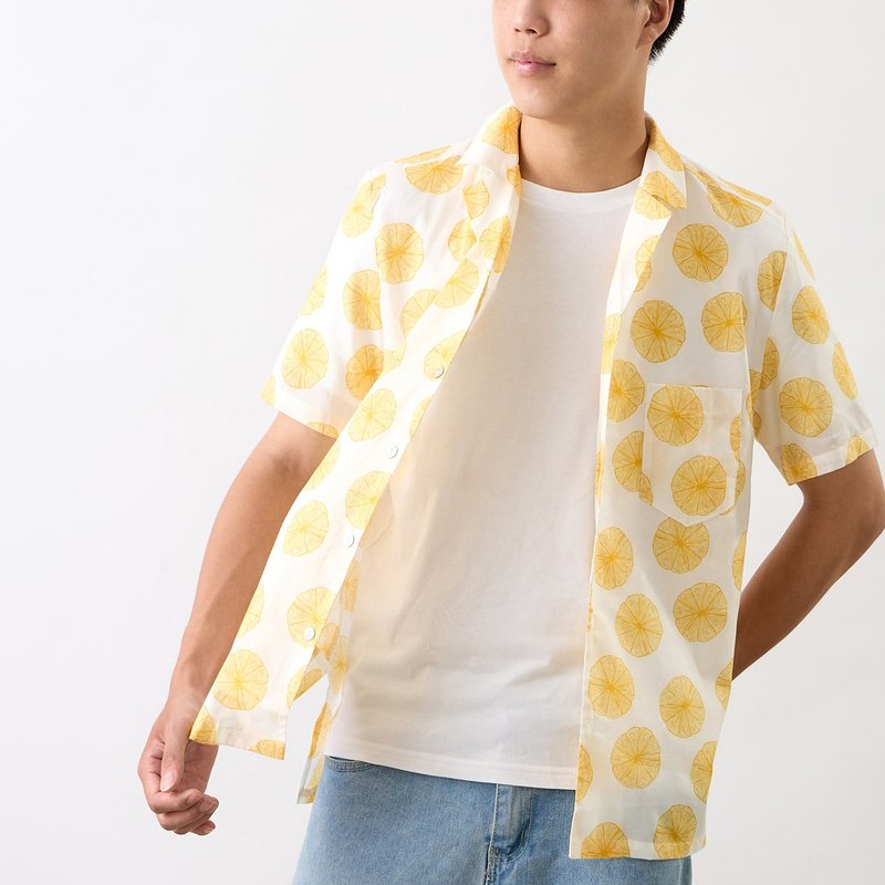 国民花衬衫_橘子 - 男装衬衫 - 棉．麻 蓝色