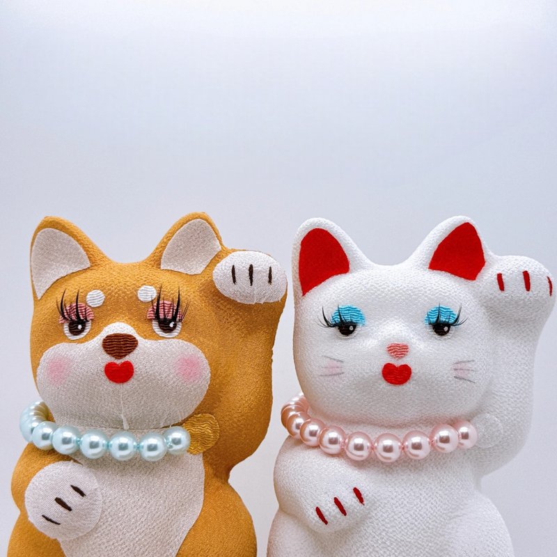 【珍珠福宠】日本眼睫毛招财猫 柴犬 (珍珠) - 摆饰 - 其他人造纤维 多色