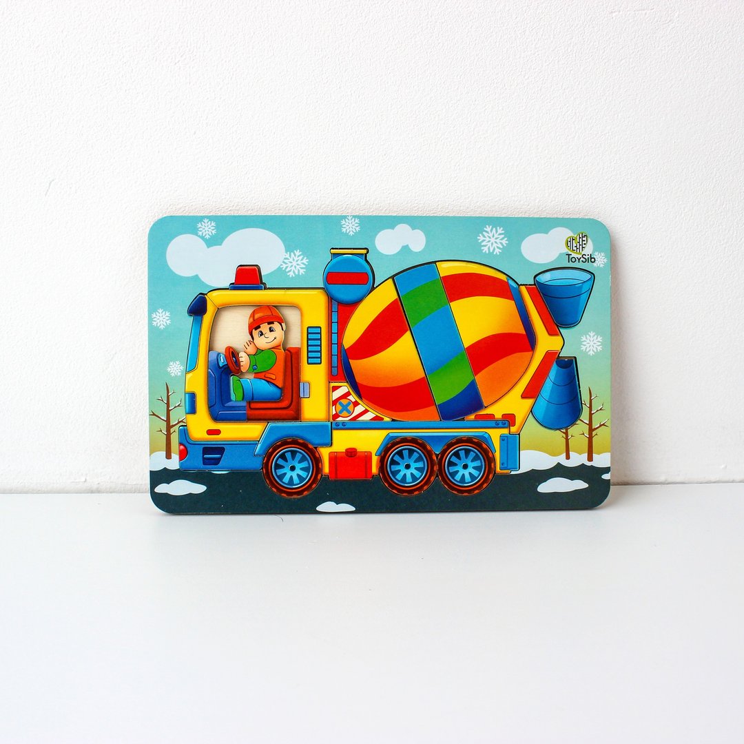 Wooden Puzzle - concrete mixer, Toddler Toys Age 3 4 5 year, Wood Montessori - 玩具/玩偶 - 木头 绿色