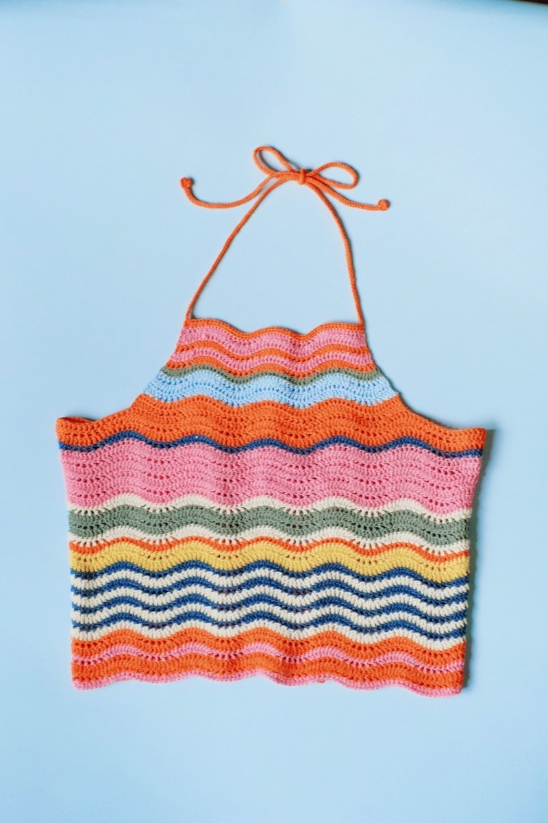 假日湖编 | 波浪条纹背心 - 女装背心 - 棉．麻 