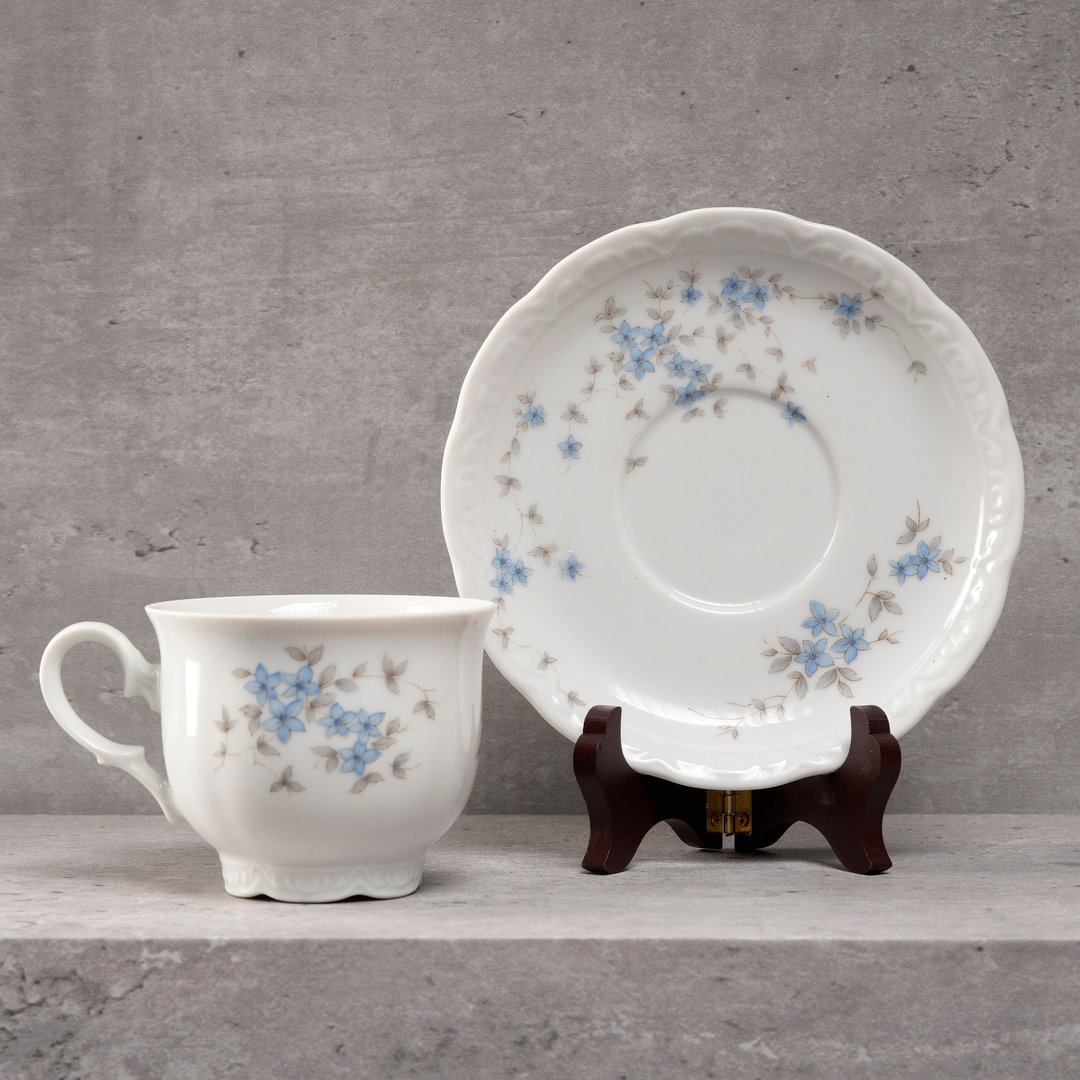 德国Mitterteich 勿忘我花朵 花茶杯组 / 欧洲老件 /咖啡杯组 - 厨房用具 - 瓷 白色