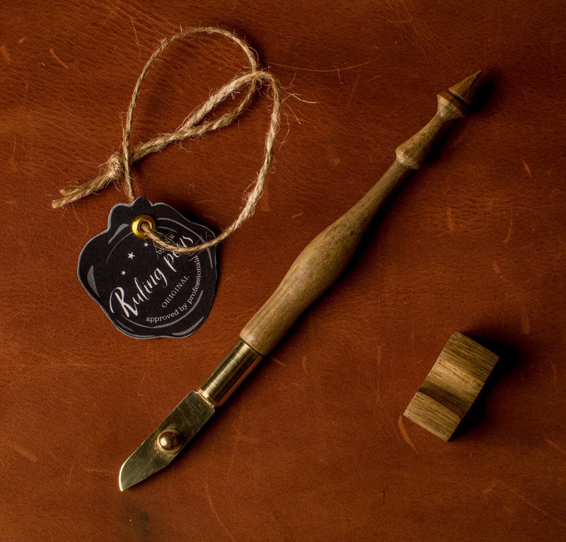 手工绘线笔，用于富表现力的书法创作／三刀头／木制车枳／ - 蘸水笔 - 其他金属 金色