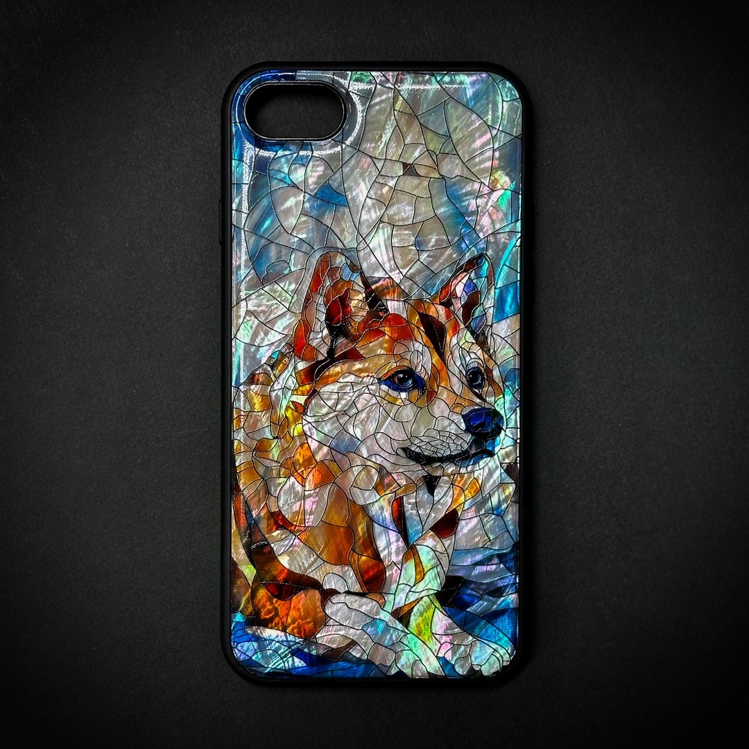 柴犬 天然贝壳 iPhone 16 耐冲击保护套 可定制名字 054 - 手机壳/手机套 - 贝壳 橘色
