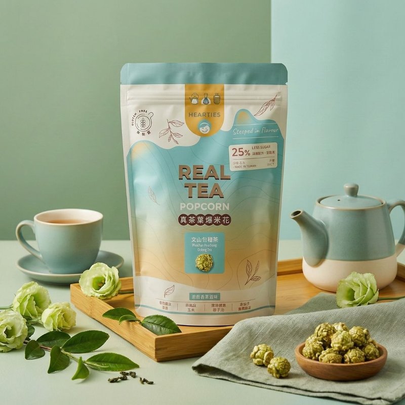 【文山包种茶爆米花】真茶叶茶香爆米花 | 台湾顶级茶叶茶粉 - 零食/点心 - 其他材质 金色