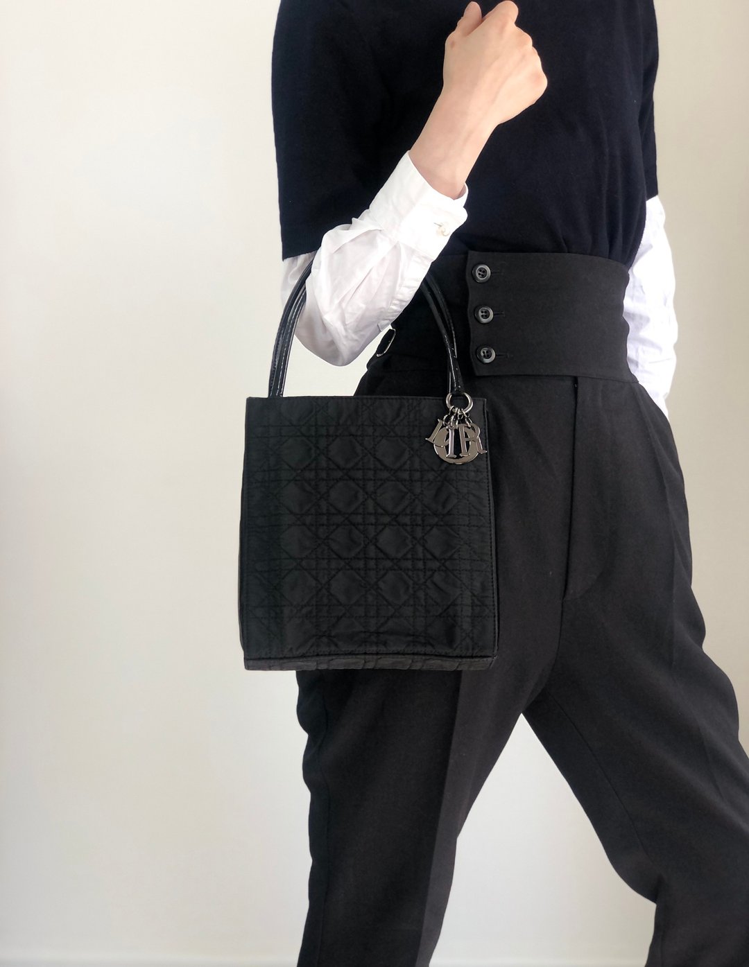 【日本直送 VintageShop solo 日本直送中古包专卖店】Christian Dior 迪奥 手提包 黑色 吊饰 Logo 尼龙 3wjsfa - 手提包/手提袋 - 尼龙 黑色