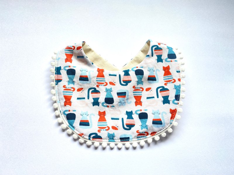 Organic cotton bib cat - 围嘴/口水巾 - 棉．麻 多色