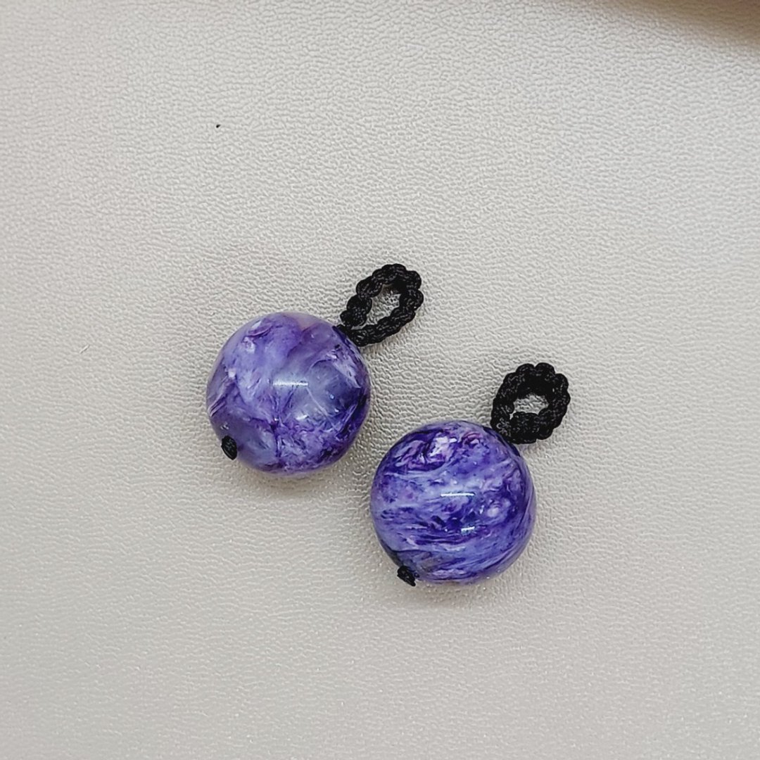 紫龙晶18mm元珠编织吊咀 - 灵性宝石之一 - 吊饰 - 半宝石 