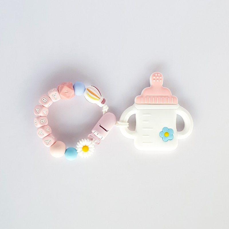 YABABY 热气球 雏菊 粉色奶瓶固齿器 / 定制化奶嘴链 - 玩具/玩偶 - 其他材质 多色