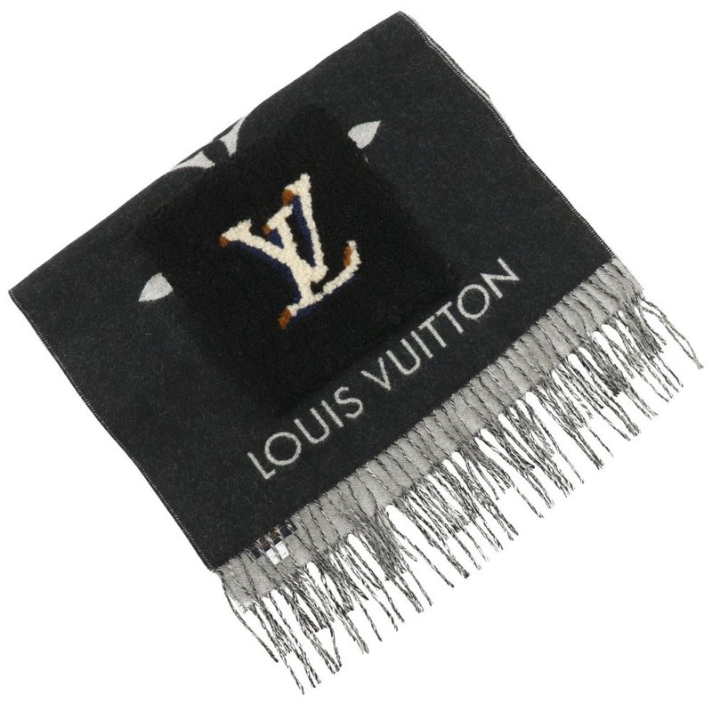 LOUIS VUITTON 雷克雅未克系列 黑色纯羊绒围巾 M76567 二手美品 - 围巾/披肩 - 羊毛 黑色