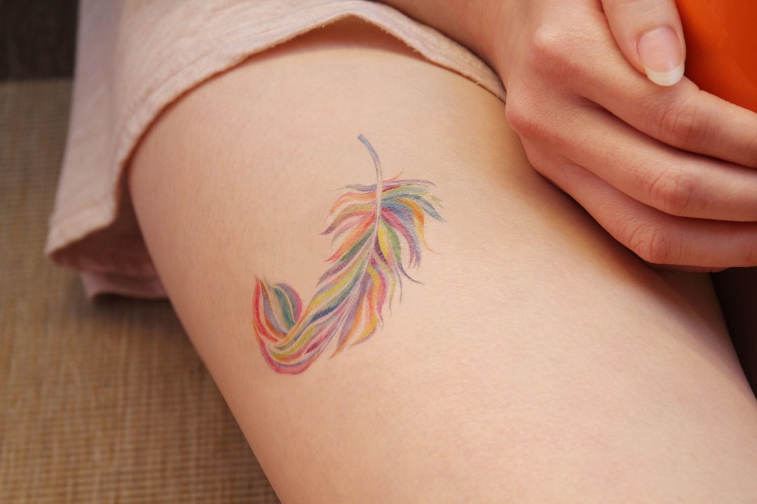 Deerhorn design / 鹿角 刺青 纹身贴纸 手写字 羽毛 彩色 - 纹身贴 - 纸 多色